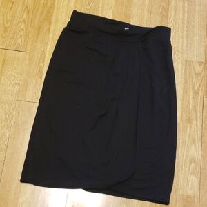 Cabi #395 faux wrap jersey knit black skirt XS